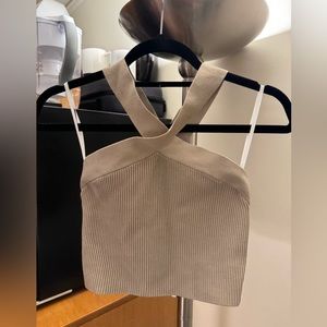 Aritzia Babaton Criss Cross Sculpt Knit Crop Top